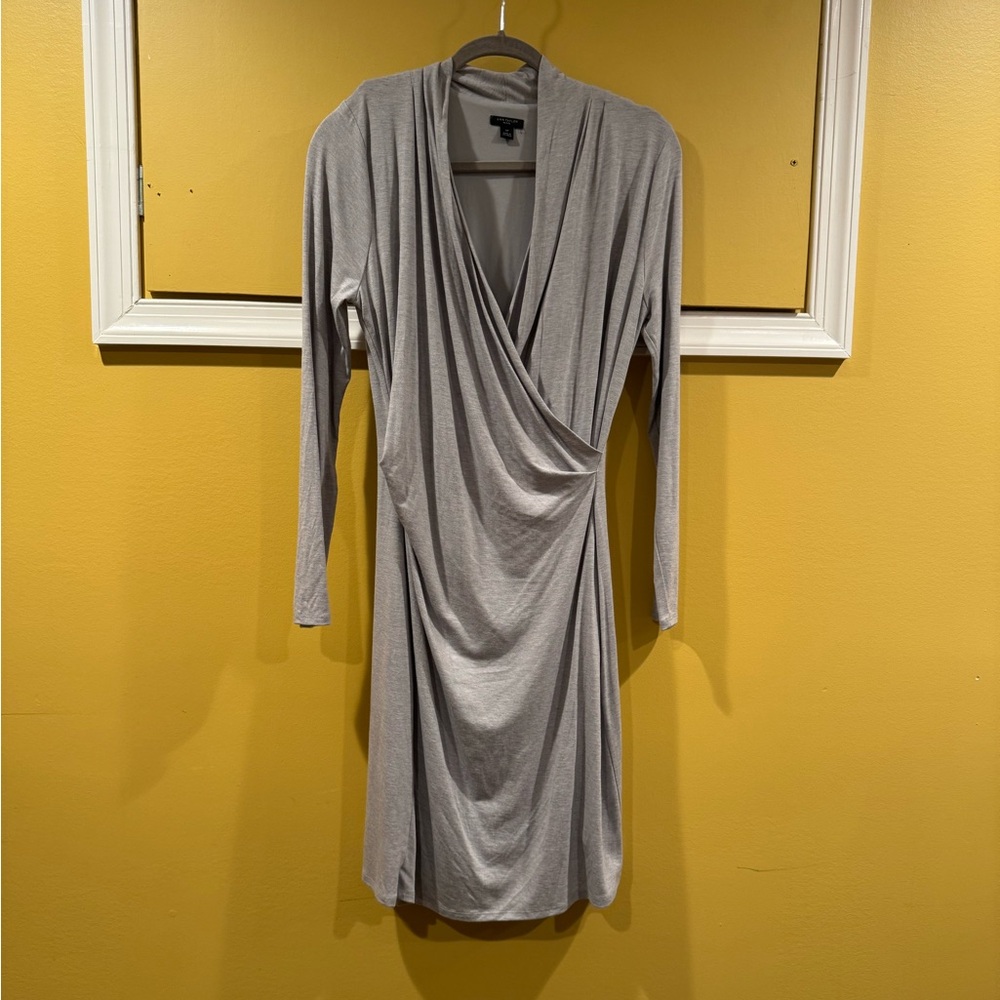 Ann Taylor Petite grey wrap dress 10p
